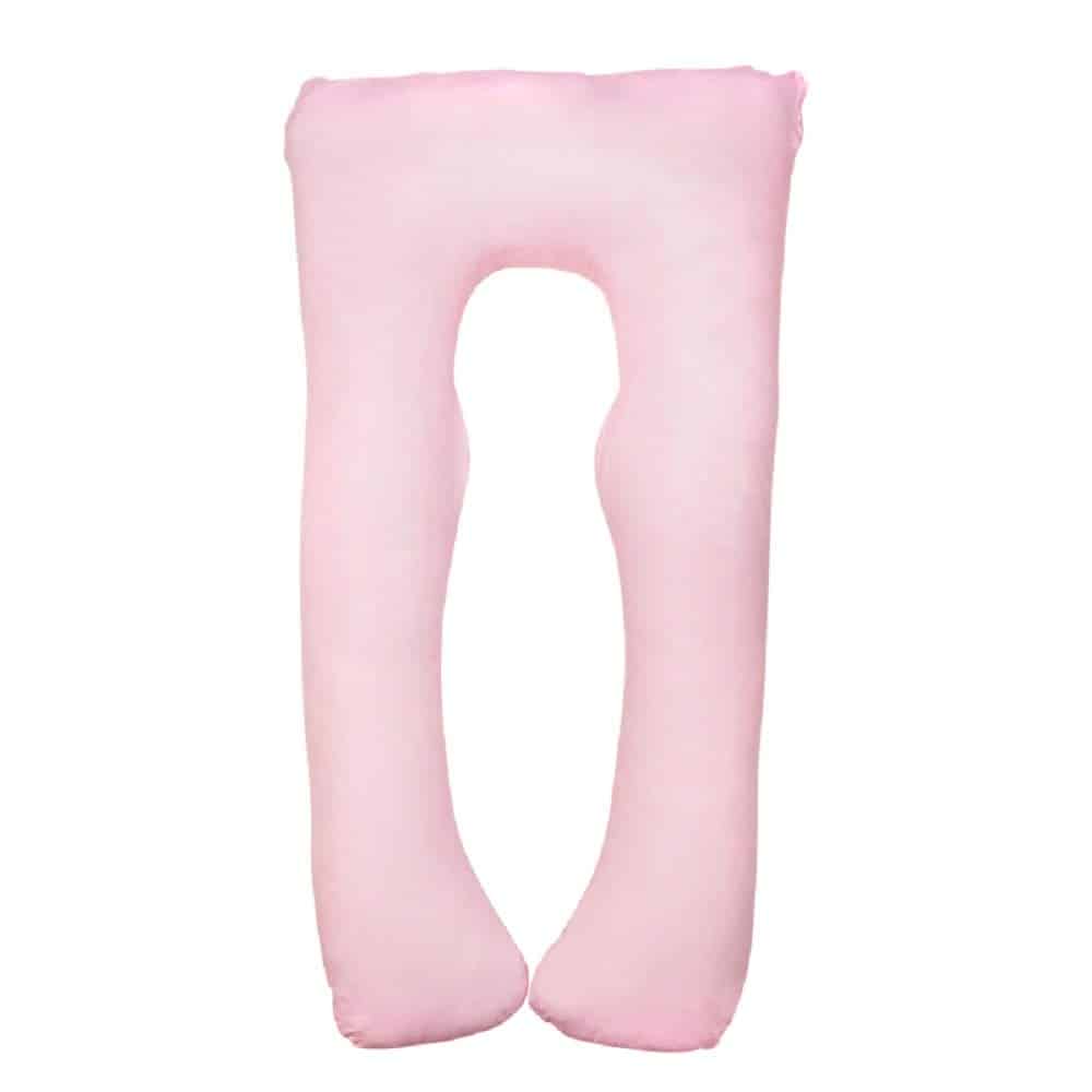 N++A Soft Cotton Pregnancy Pillow for Indoor/Outdoor Leisure Full Body Pillow and Contoured U-Shape Design for Back/Body Support (PP Cotton-Pink)