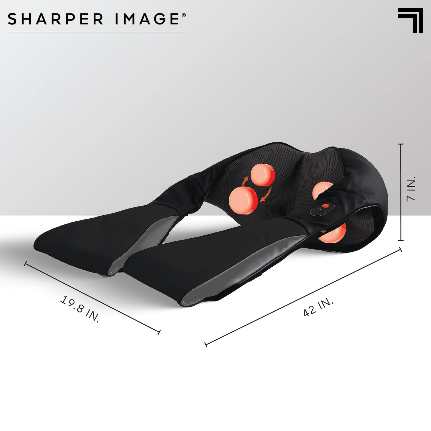 Sharper Image Shiatsu Neck + Back Kneading Massager, Rotating Massage Nodes with Arm Straps, Pain & Tension Relief