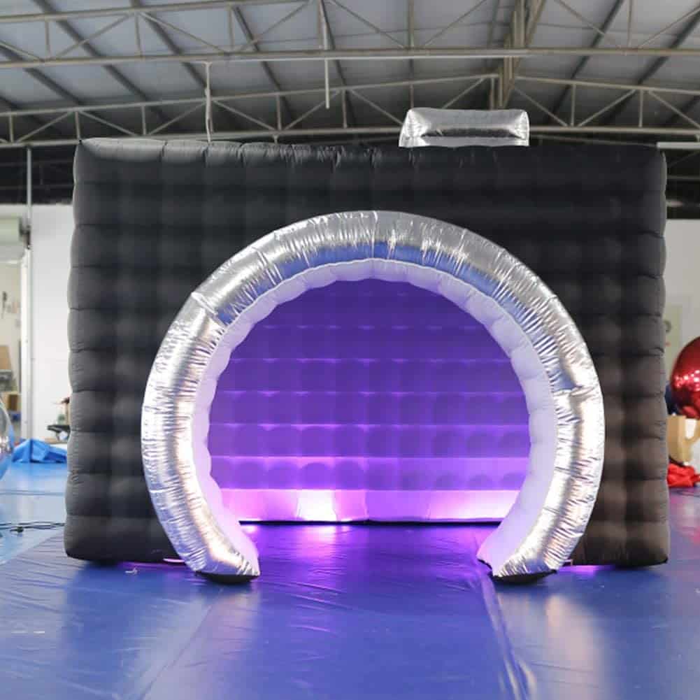 Inflatable Photo Booth Enclosure(External Black & Internal White, 11.5x9.2x8.2ft) Camera Shaped Inflatable Cube Tent with Blower, Photo Booth Backdrop for Wedding, Event, Show, Exhibition