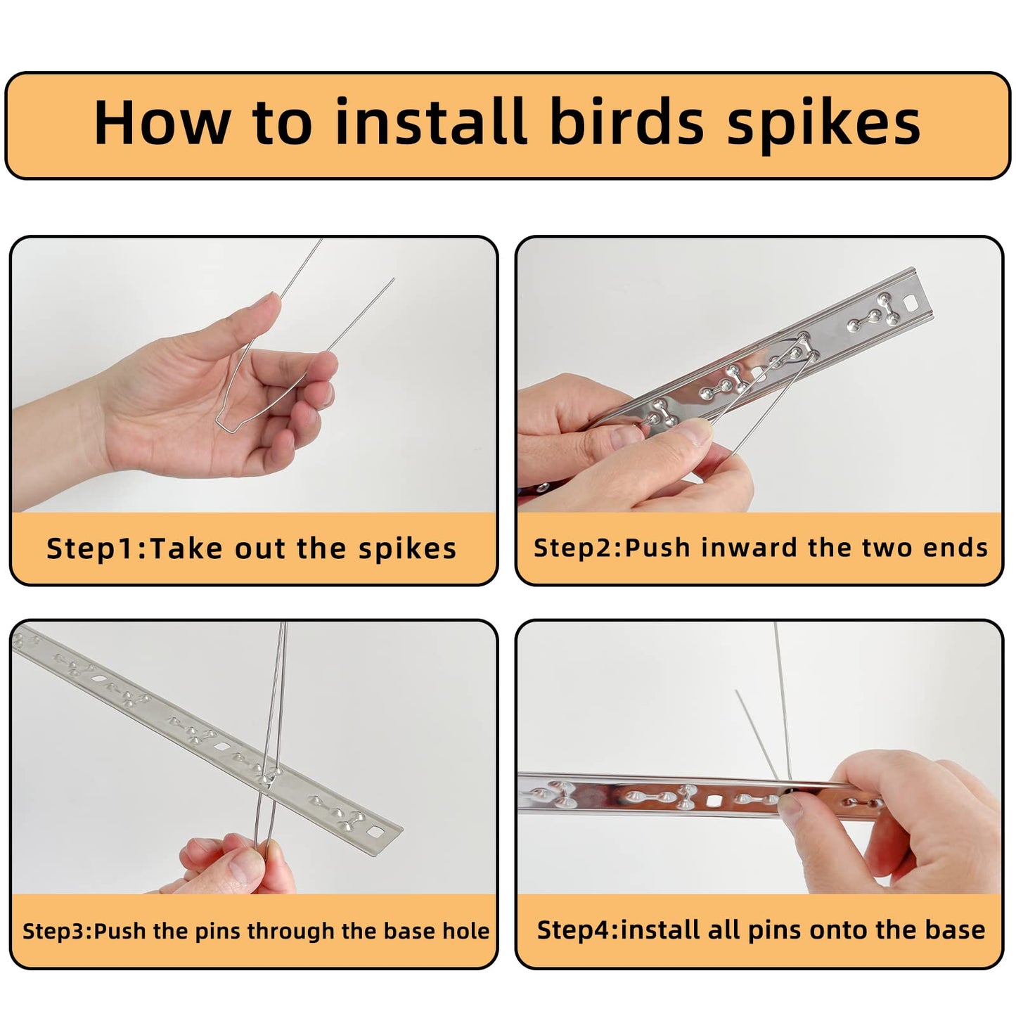 Morsland Anti Bird Spikes, Stainless Steel Bird Deterrent Devices 21 Feet 40 Strips (16 Pack Uninstalled)
