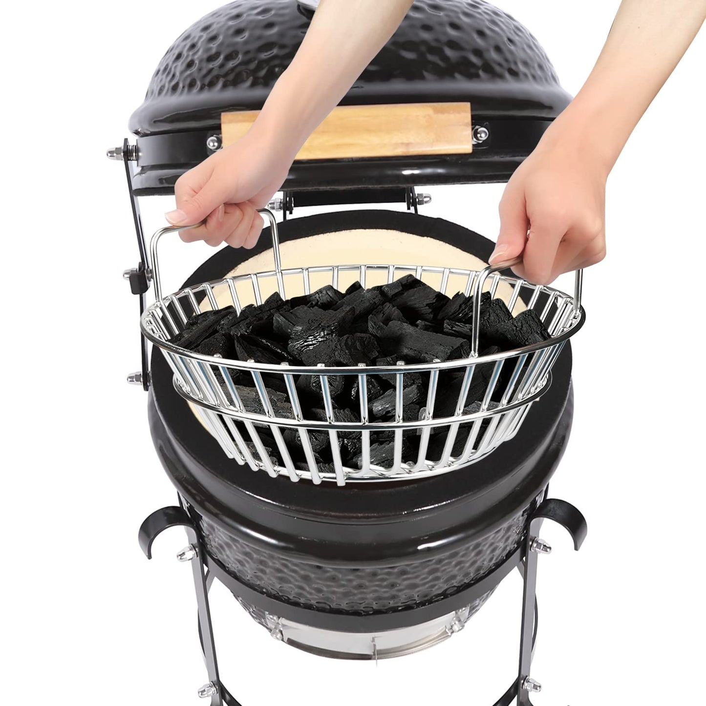 Charcoal Basket, Grill Ash Basket for Big Green Egg Large, 14 Inches Stainless Steel Ash Basket