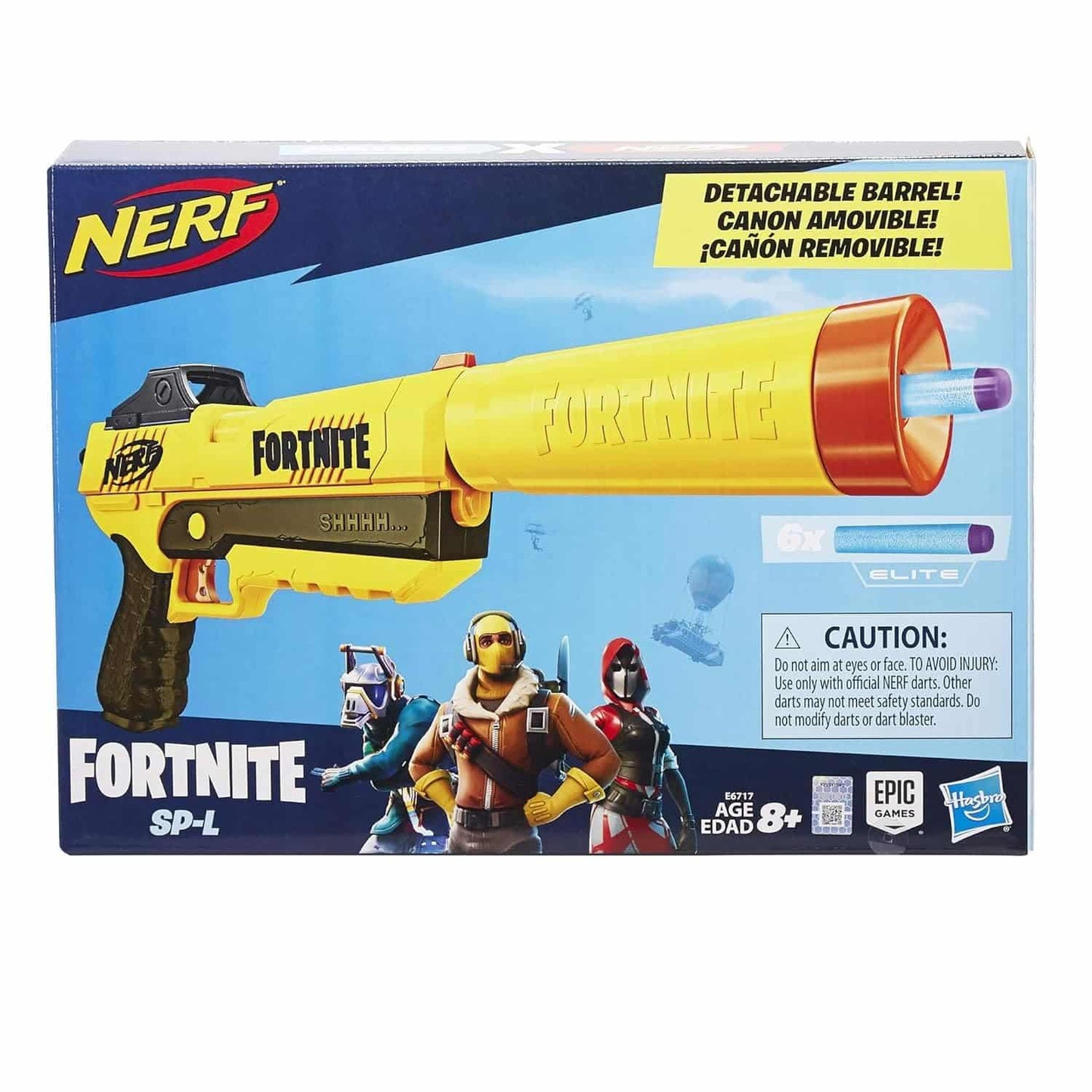 NERF Fortnite SP-L Elite Dart Blaster with Detachable Barrel and 6 Official Nerf Fortnite Elite Darts