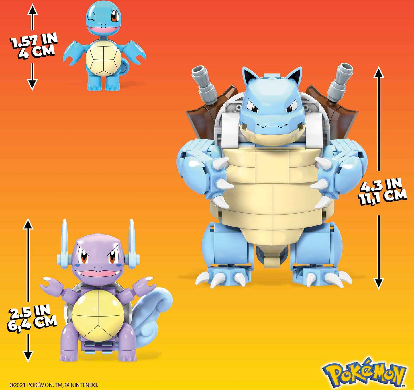 MEGA Pokémon Squirtle Evolution Building Set with 379 Bricks and Special Pieces, Toy Gift Set for Ages 8+ and up, HDH93