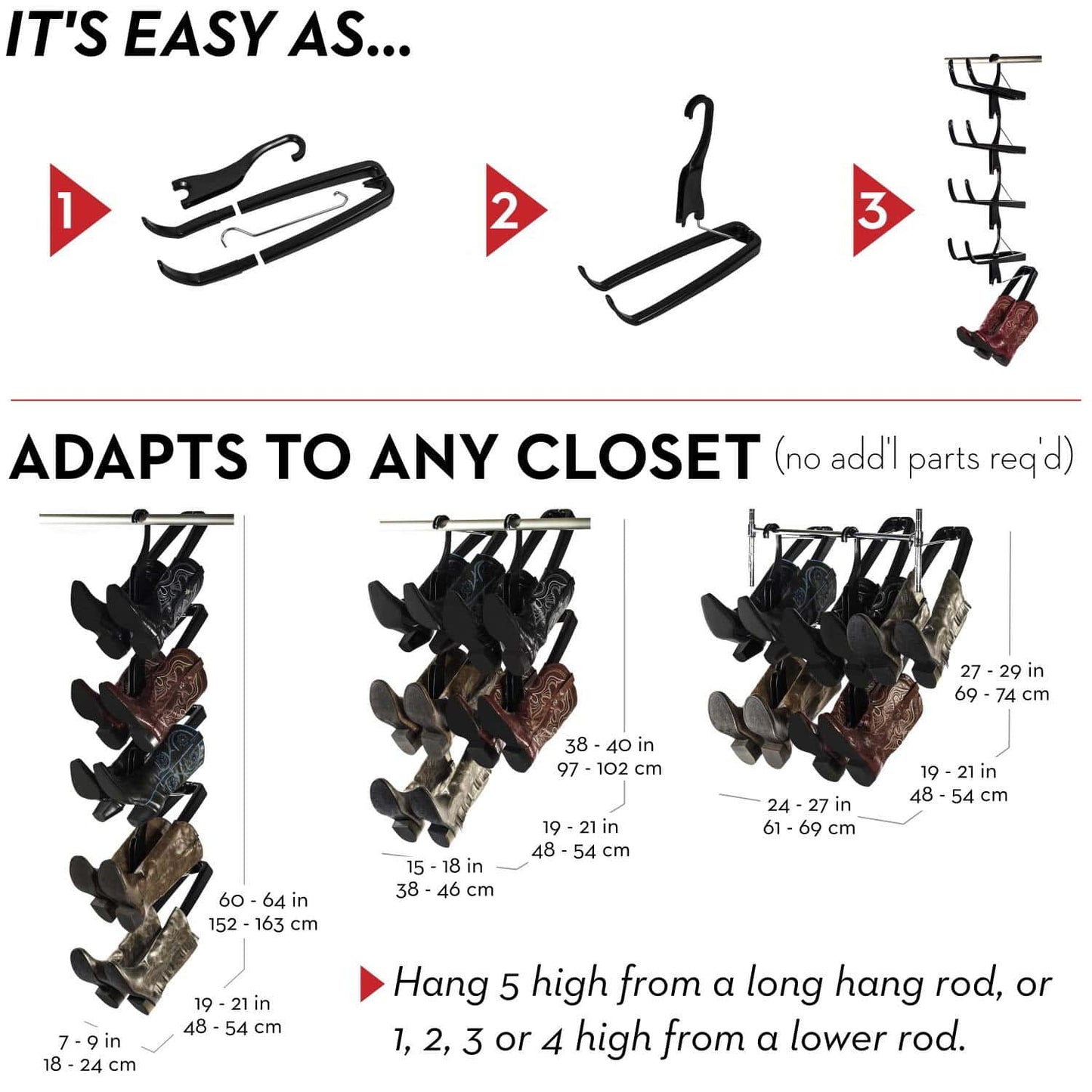 Boot Butler Boot Rack 5-Pair Boot Hanger Boot Organizer & Boot Shaper/Tree