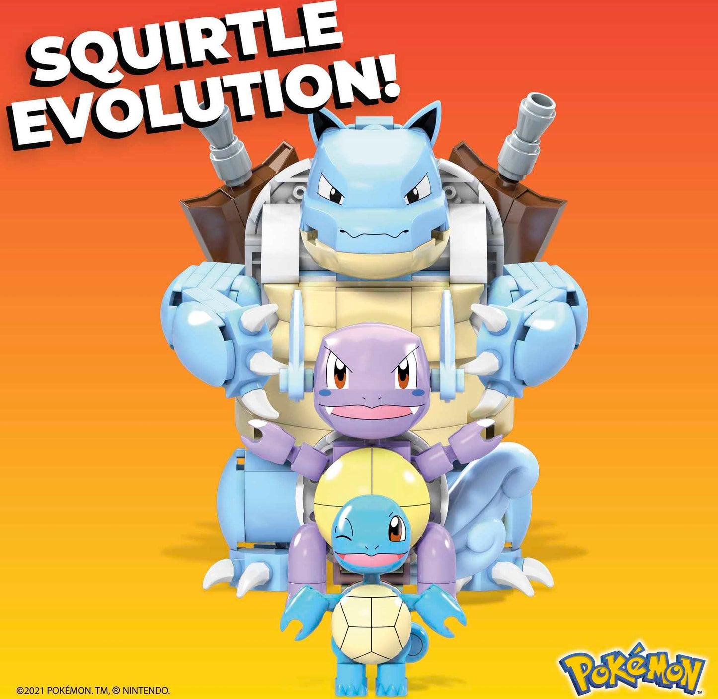 MEGA Pokémon Squirtle Evolution Building Set with 379 Bricks and Special Pieces, Toy Gift Set for Ages 8+ and up, HDH93
