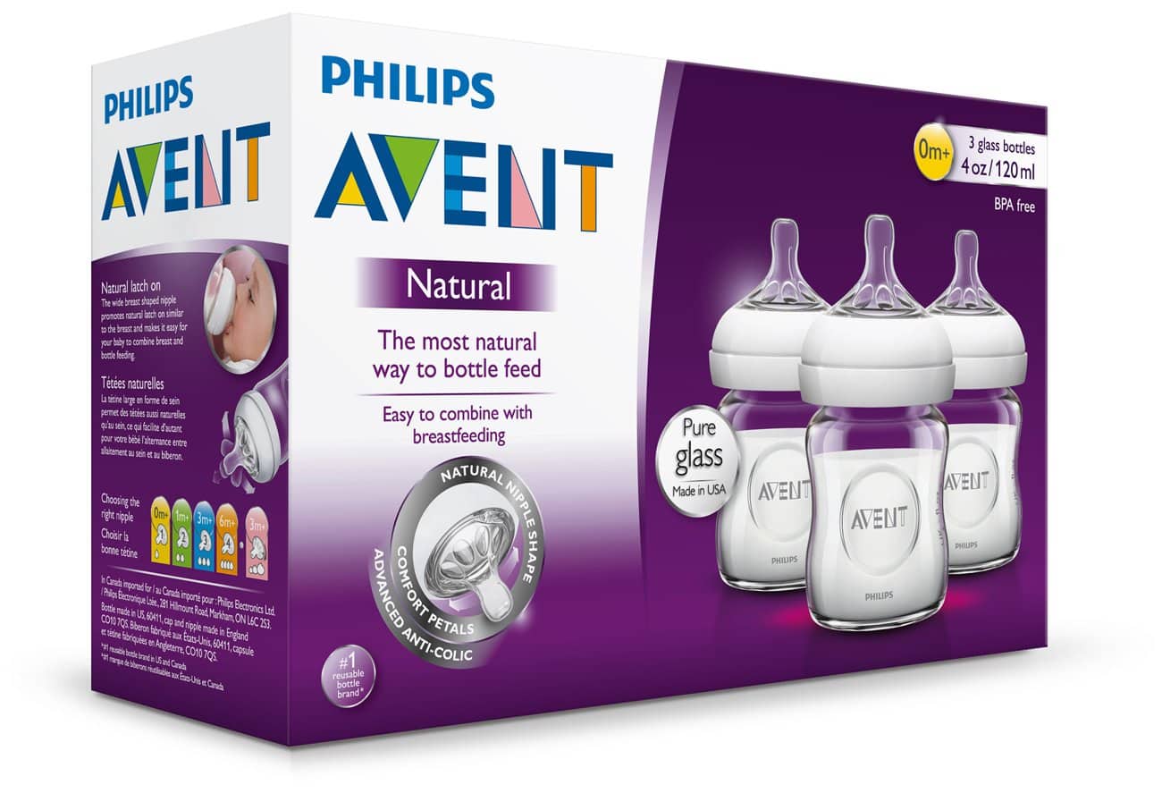 Philips AVENT Natural Glass Bottle, 8 Ounce Pack of 3