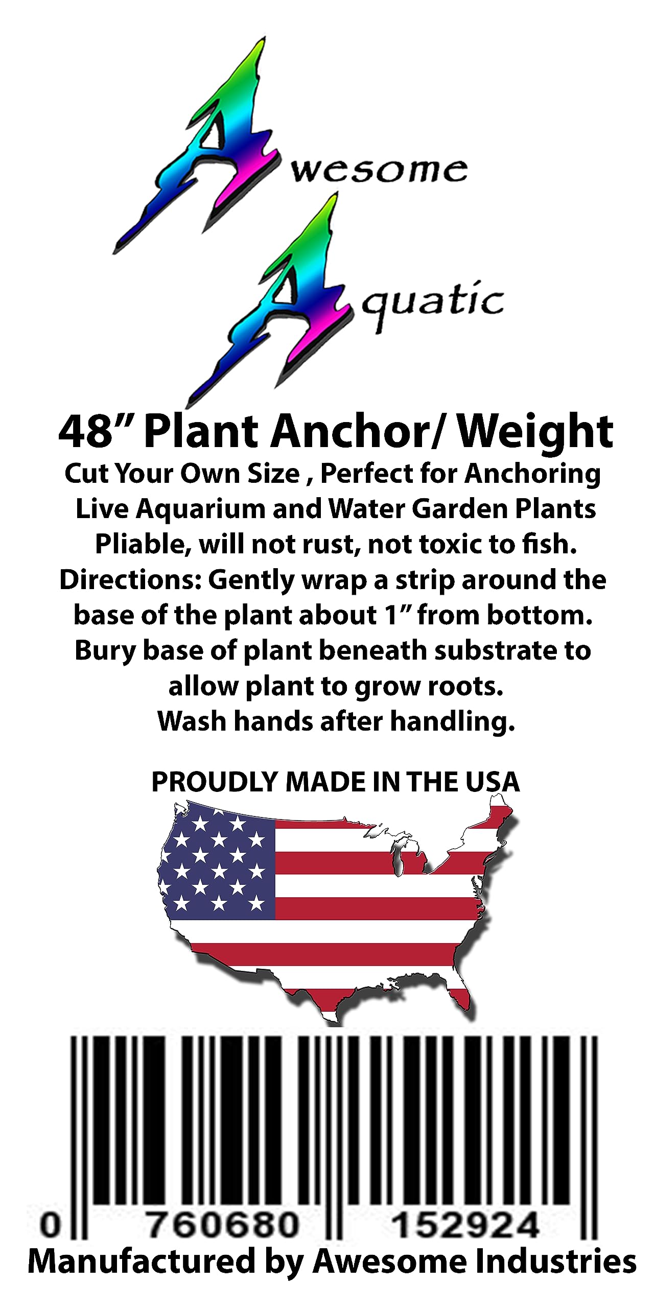 Plant Anchors/Weights 48" Strip Cut Your Own Size Lead Ribbon or Rod Live Plants Awesome Aquatic Weight Anchor