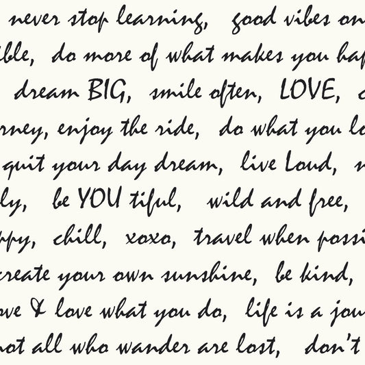 RoomMates Black Dream Big Script Peel and Stick Wallpaper 20.5" x 16.5 feet