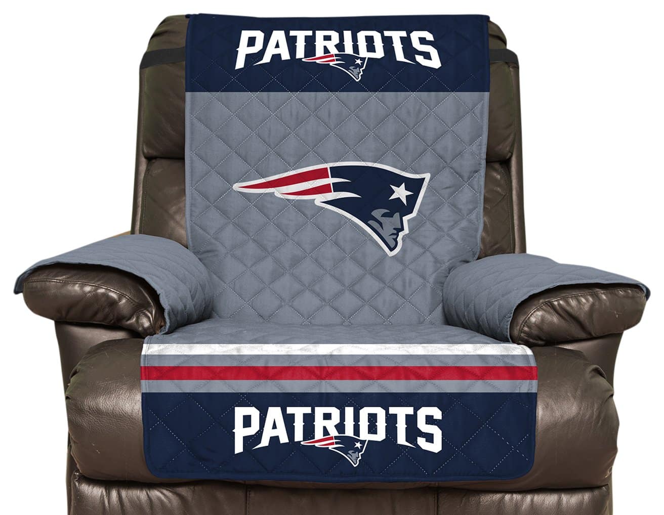 Pegasus Home Fashions NFL New England Patriots Recliner Furniture Protector with Elastic Straps, 80 x 65, Team Color