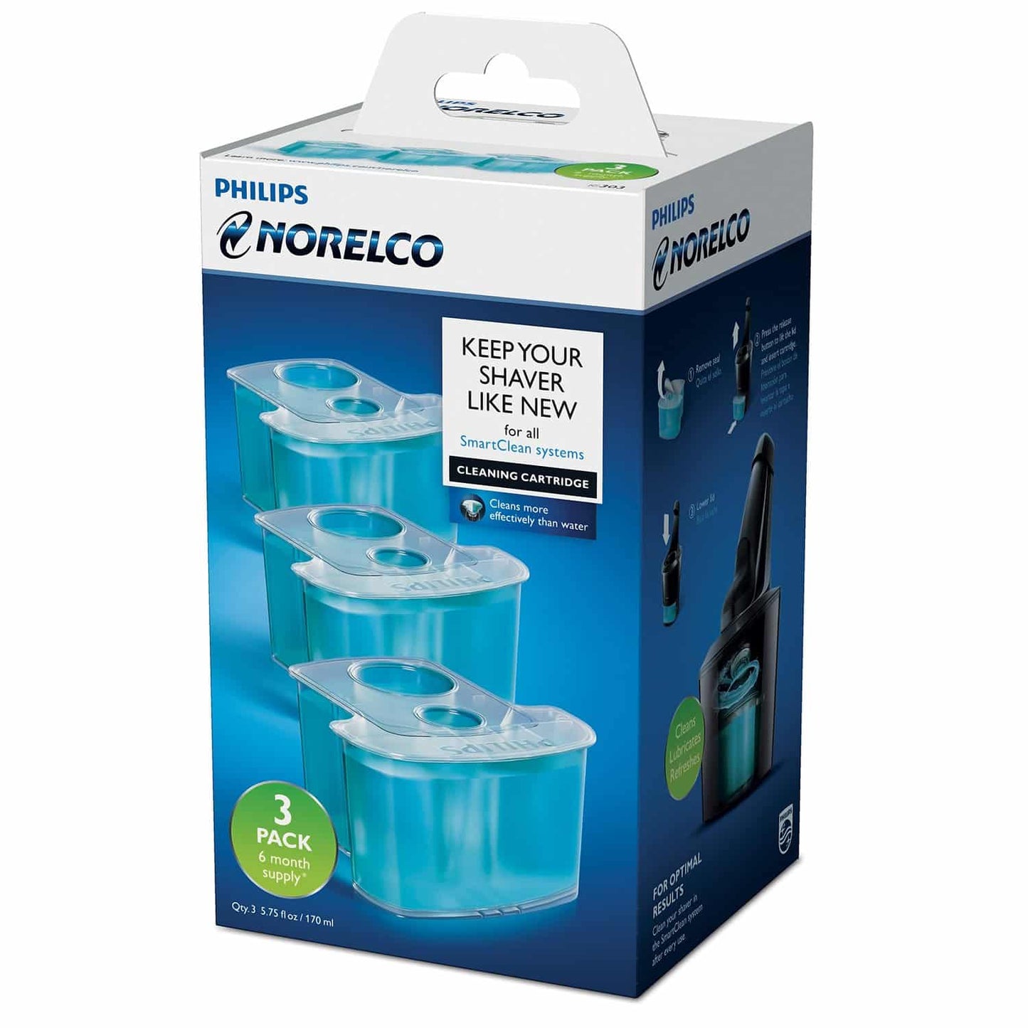 Philips Norelco Cleaning Cartridges for SmartClean System, 3 Count, JC303/52