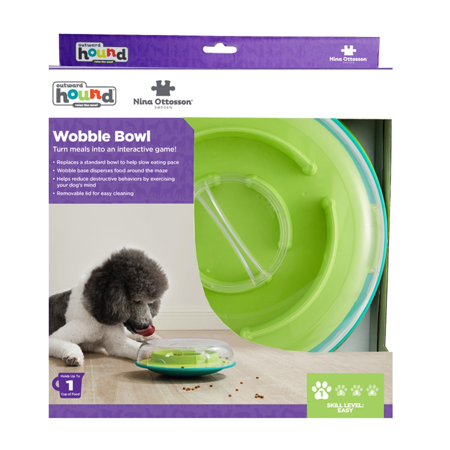 Outward Hound Nina Ottosson Wobble Bowl Dog Game -Interactive Slow Feeder Bowl Dog Game