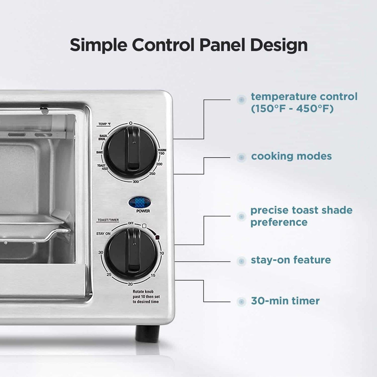 COMFEE Toaster Oven Countertop, 4-Slice, Compact Size, Easy to Control with Timer-Bake-Broil-Toast Setting 1000W Stainless Steel