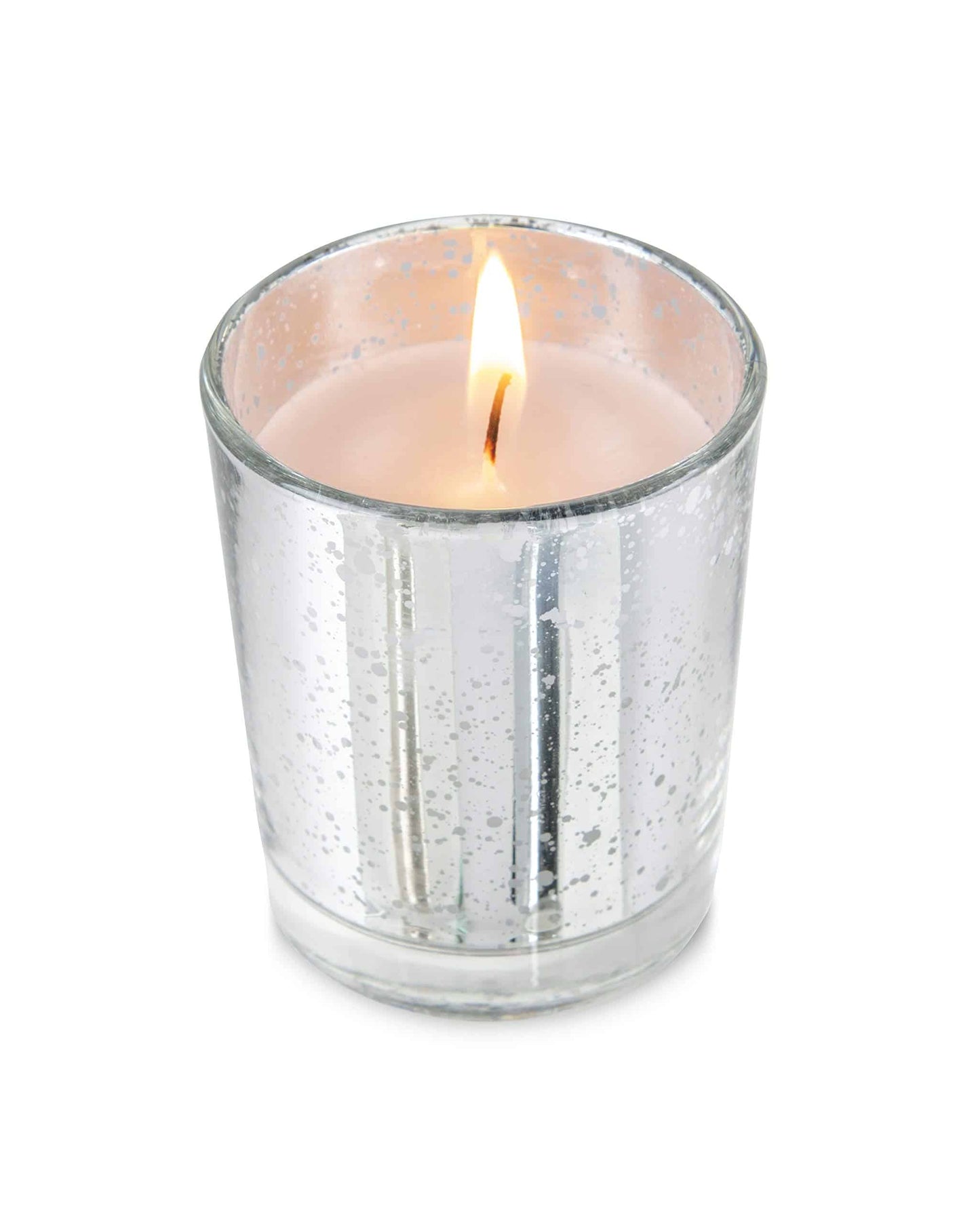 KISCO CANDLES Votive Candles with Holders 24-Pack 8 Hours | Silver Decorative Glass Home Décor | Beautiful Living Room, Kitchen, Bathroom Lighting | Long-Lasting Wax
