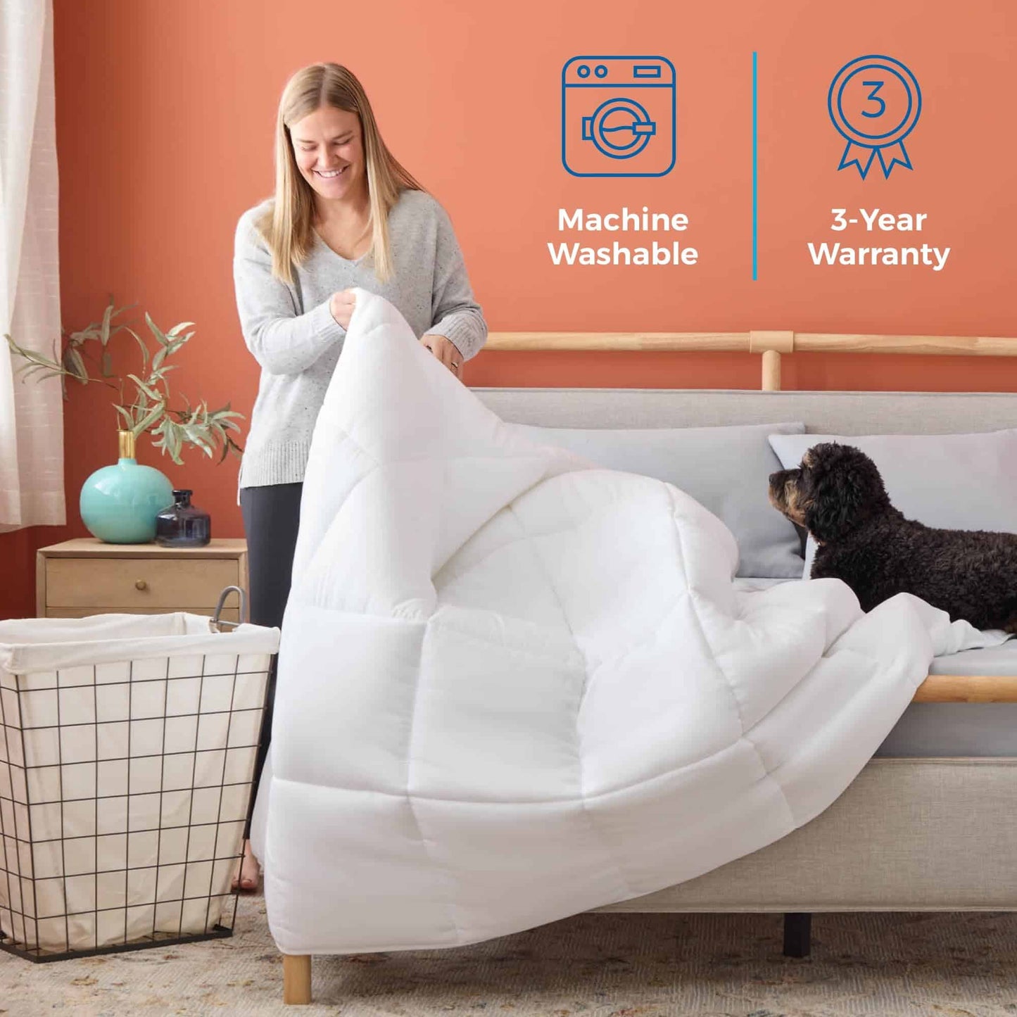 LINENSPA White Down Alternative Comforter and Duvet Insert - All-Season Comforter - Box Stitched Comforter - Bedding for Kids, Teens, and Adults - Twin