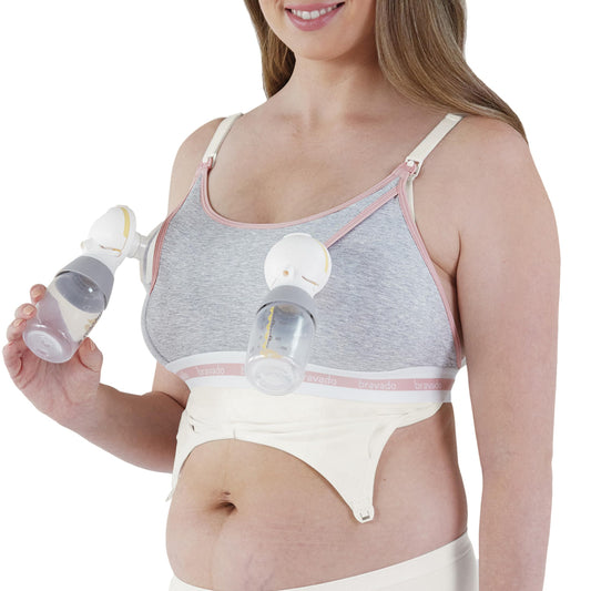 Bravado Designs Sustainable Clip and Pump Hands-Free Pumping Accessory | Dove Heather | M