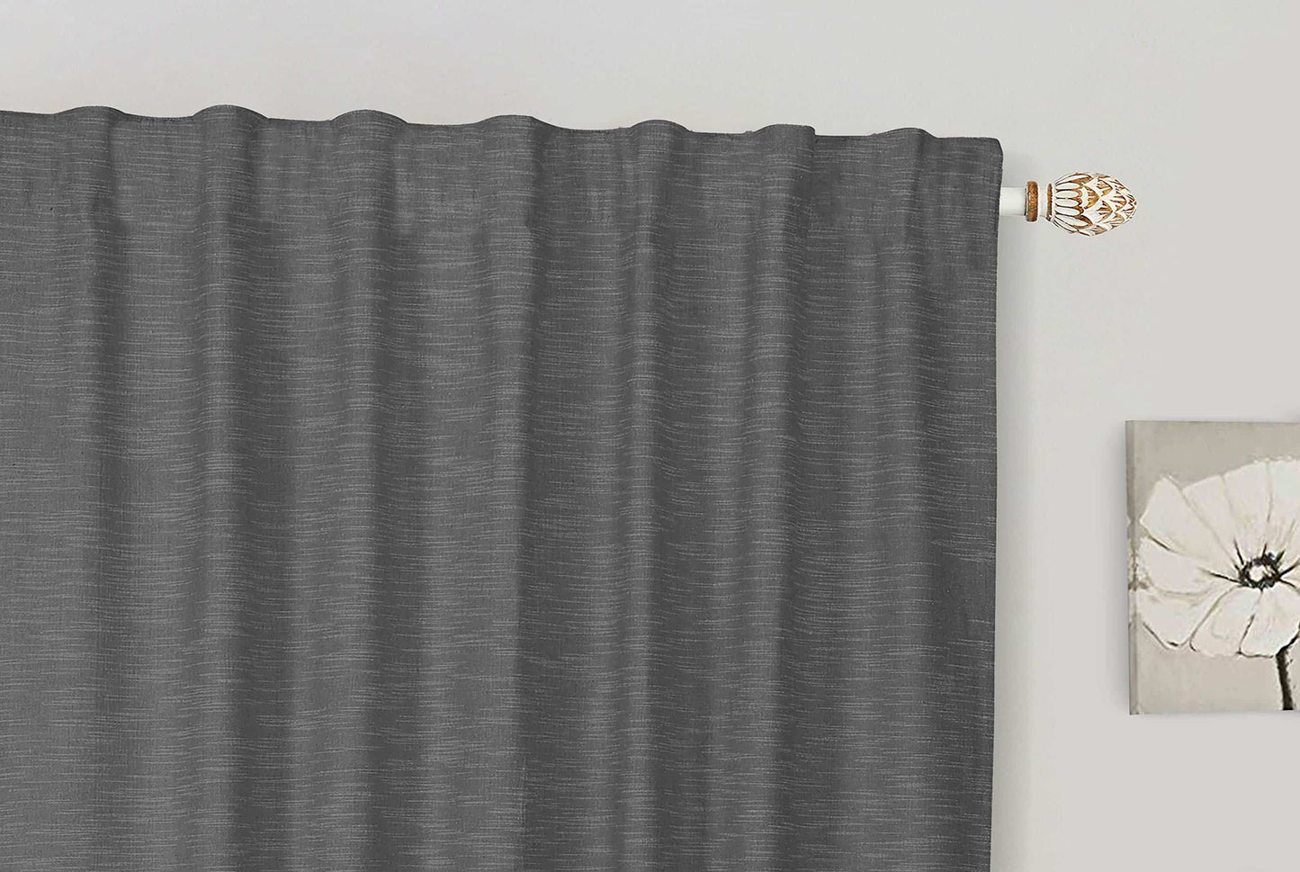 Native Fab Pure Slub Cotton Window Curtains 2 Panels 50x84, Curtains for Bedroom Living Room Kitchen, Farmhouse Curtains 84 Inch Length, Grey