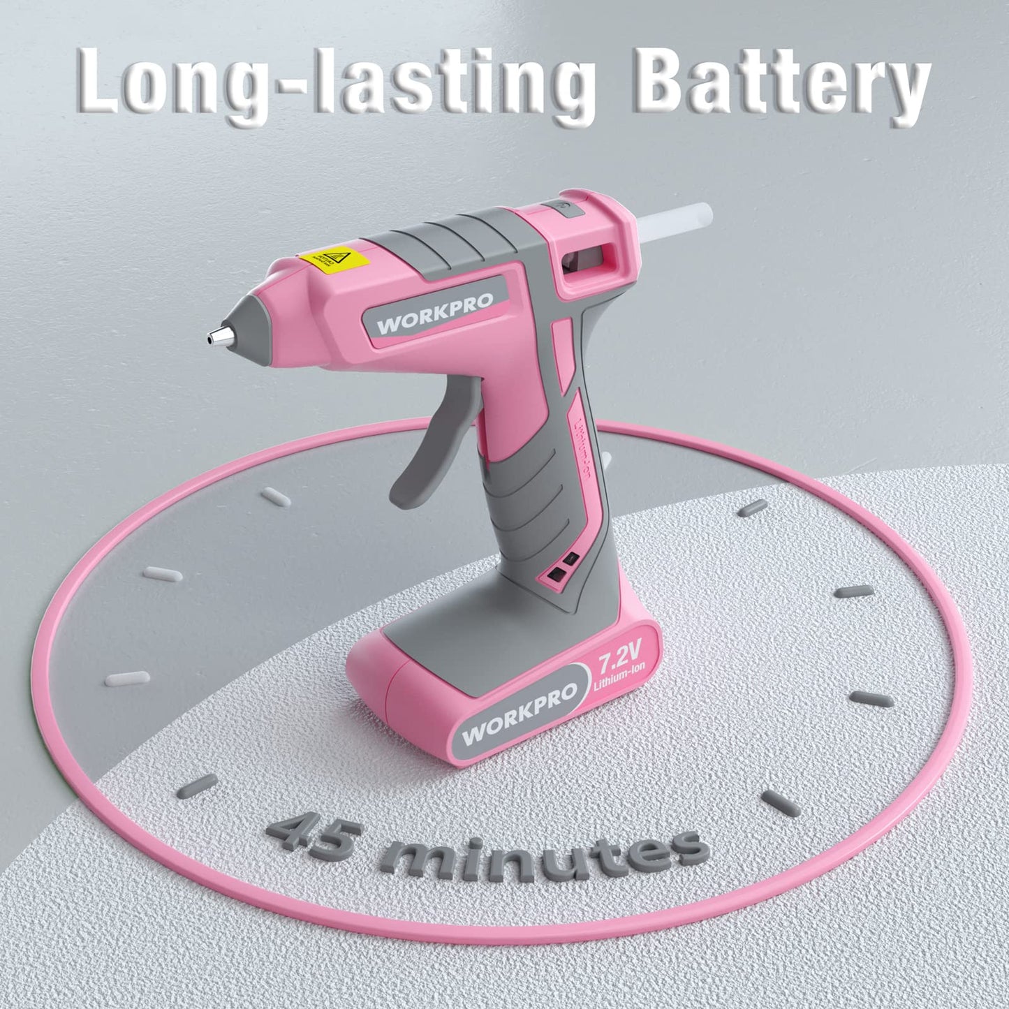 Pink Cordless Hot Melt Glue Gun, 7.2V Rechargeable Fast Preheating Glue Gun Kit with 20 Pc Premium Mini Glue Stick, Automatic-Power-Off Glue Gun for Art, Craft, Decoration - Pink Ribbon