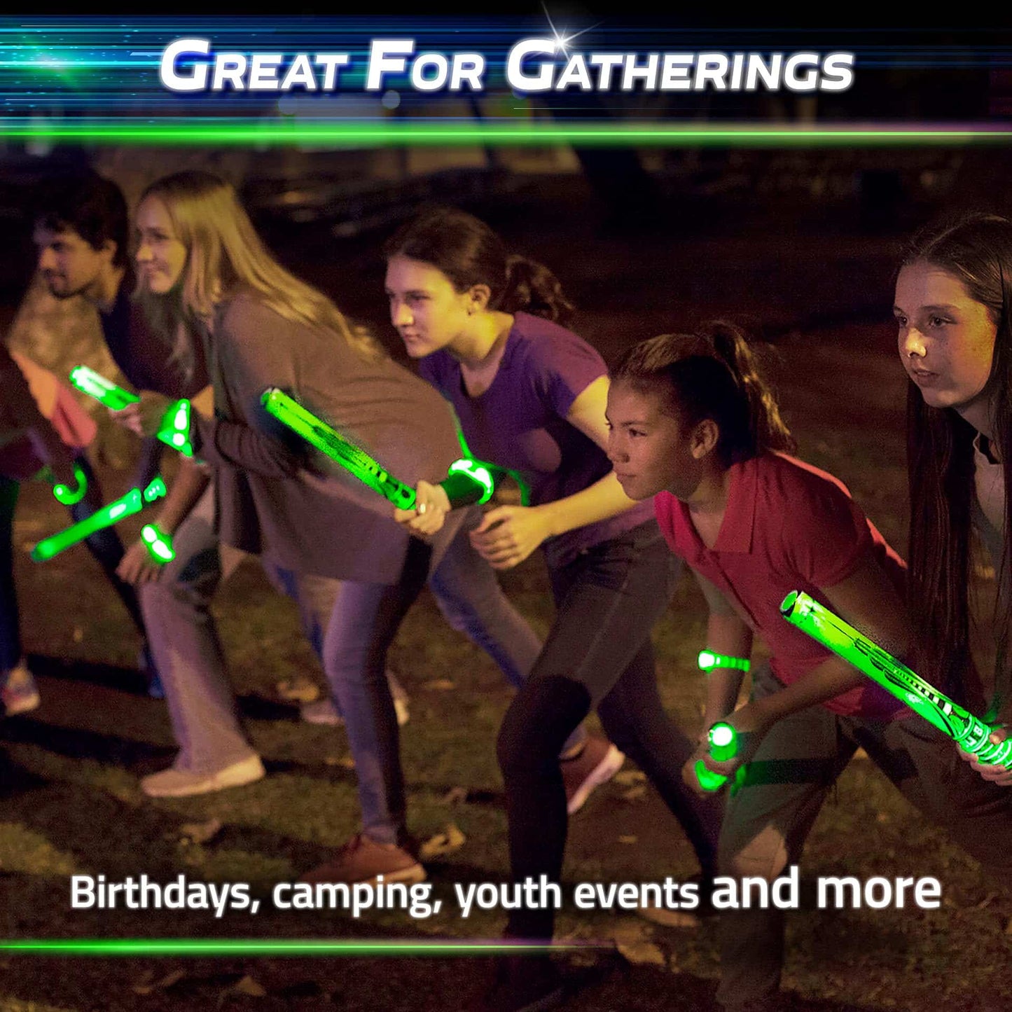 Starlux Games Glow Battle Family Pack: A Thrilling, Glowing Sword Game 4-10 Players, Age 8+