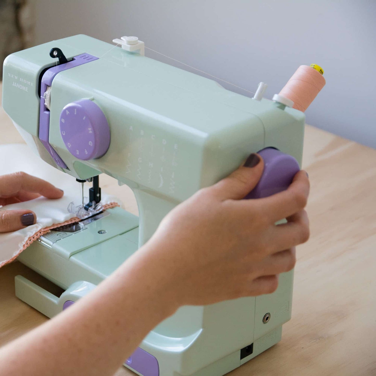Janome Mystical Mint Basic, Easy-to-Use, 10-Stitch Portable, Compact Sewing Machine with Free Arm only 5 pounds