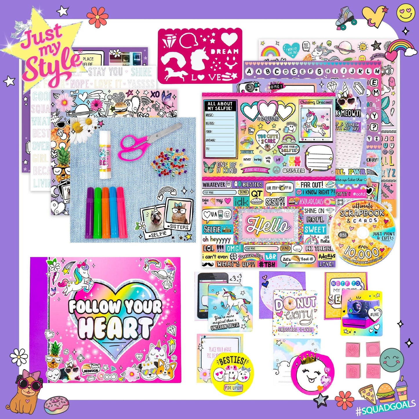 Multicolor Scrapbook and Cards Stationery Set, Paper Crafting, Kids, Ages 6+