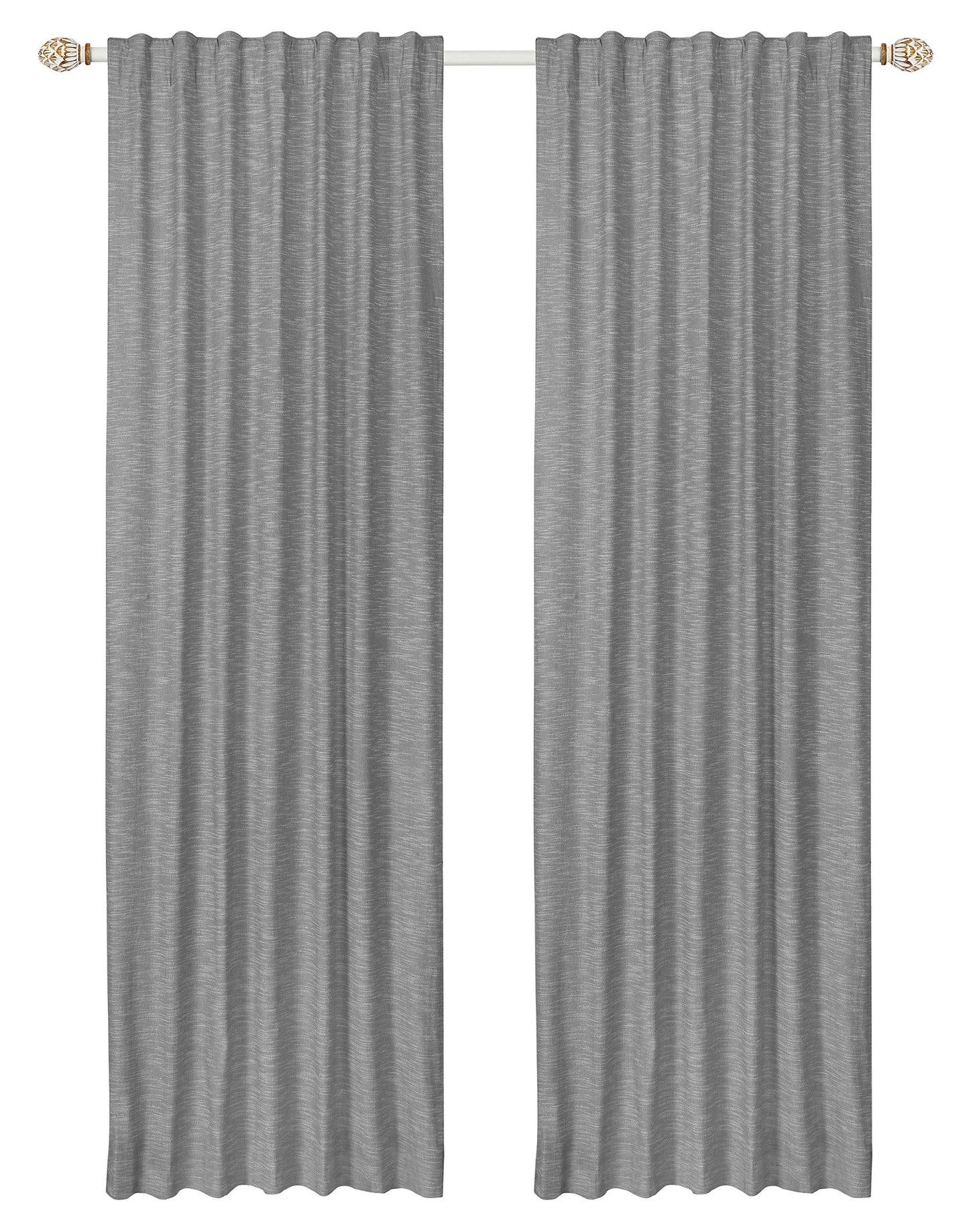 Native Fab Pure Slub Cotton Window Curtains 2 Panels 50x84, Curtains for Bedroom Living Room Kitchen, Farmhouse Curtains 84 Inch Length, Grey