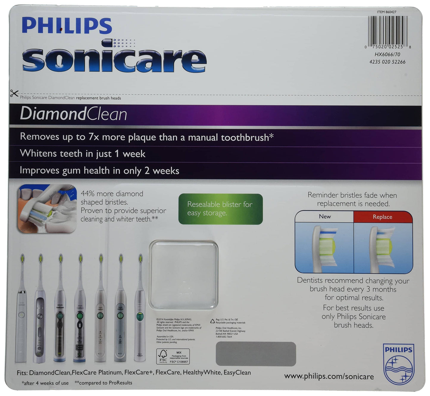 Philips Sonicare DiamondClean Standard Brush Heads, 6-Pack