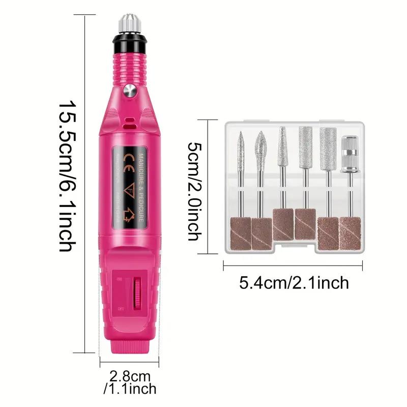 Portable Electric Nail Drill Machine, Manicure Tool Kit with USB, Pink