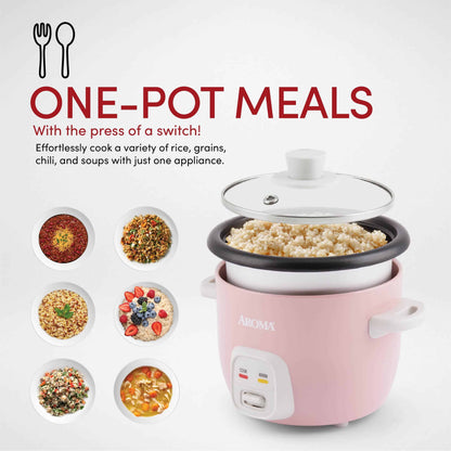 ® 4-Cups (Cooked) / 1Qt. Rice & Grain Cooker, Pink