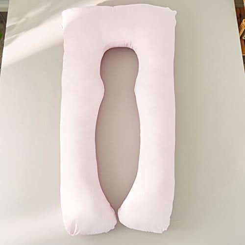 N++A Soft Cotton Pregnancy Pillow for Indoor/Outdoor Leisure Full Body Pillow and Contoured U-Shape Design for Back/Body Support (PP Cotton-Pink)