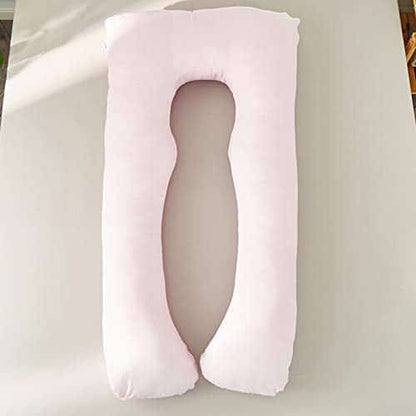 N++A Soft Cotton Pregnancy Pillow for Indoor/Outdoor Leisure Full Body Pillow and Contoured U-Shape Design for Back/Body Support (PP Cotton-Pink)