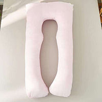 N++A Soft Cotton Pregnancy Pillow for Indoor/Outdoor Leisure Full Body Pillow and Contoured U-Shape Design for Back/Body Support (PP Cotton-Pink)
