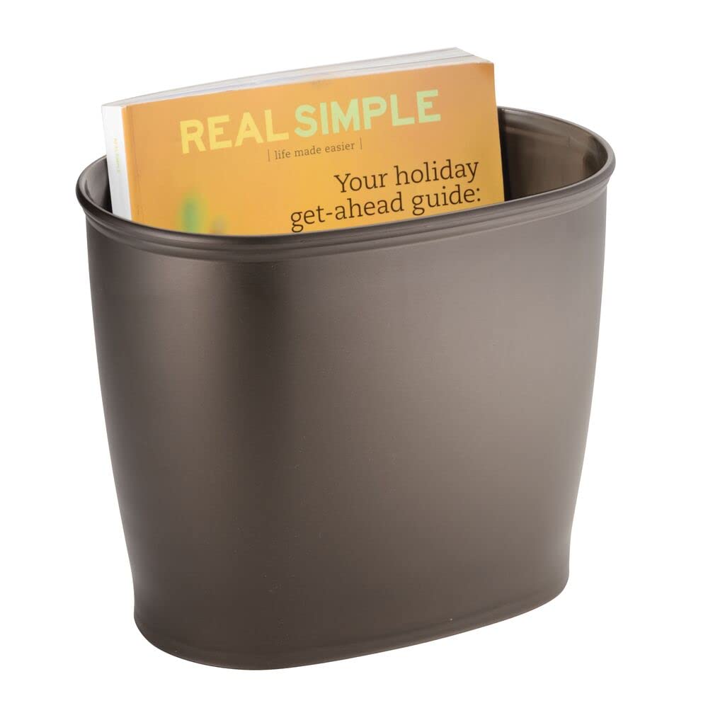 mDesign Modern Plastic Bathroom Storage and Cleaning Accessory Set - Includes Bowl Brush, 3-Roll Toilet Paper Canister with Lid, Wastebasket Trash Can/Garbage Bin - 3 Pieces - Bronze