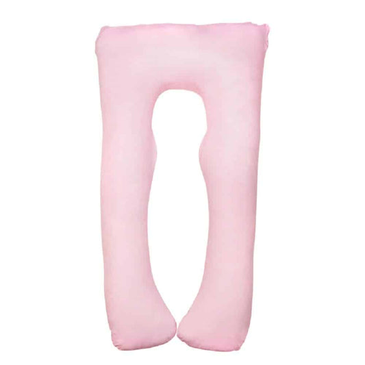 N++A Soft Cotton Pregnancy Pillow for Indoor/Outdoor Leisure Full Body Pillow and Contoured U-Shape Design for Back/Body Support (PP Cotton-Pink)