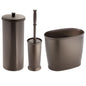 mDesign Modern Plastic Bathroom Storage and Cleaning Accessory Set - Includes Bowl Brush, 3-Roll Toilet Paper Canister with Lid, Wastebasket Trash Can/Garbage Bin - 3 Pieces - Bronze
