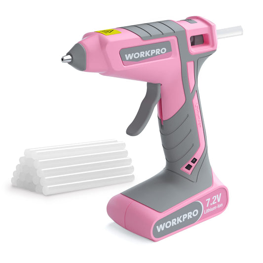 Pink Cordless Hot Melt Glue Gun, 7.2V Rechargeable Fast Preheating Glue Gun Kit with 20 Pc Premium Mini Glue Stick, Automatic-Power-Off Glue Gun for Art, Craft, Decoration - Pink Ribbon