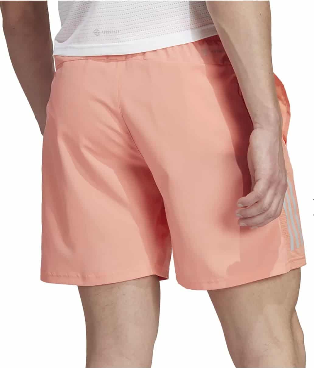 adidas Men's Own The Run Shorts, Coral Fusion/Reflective Silver, Large 5 inches