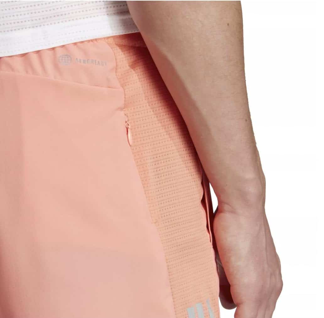 adidas Men's Own The Run Shorts, Coral Fusion/Reflective Silver, Large 5 inches