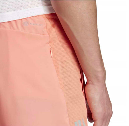 adidas Men's Own The Run Shorts, Coral Fusion/Reflective Silver, Large 5 inches