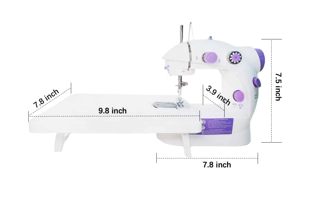 Mini Portable Sewing Machine with Kit, Extension Table, Foot Pedal, 2-Speed & Dual Switches – Perfect for Beginners & Kids