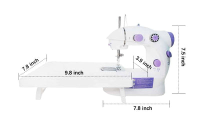 Mini Portable Sewing Machine with Kit, Extension Table, Foot Pedal, 2-Speed & Dual Switches – Perfect for Beginners & Kids
