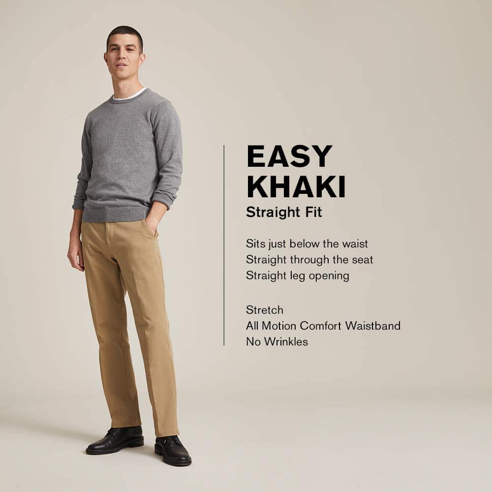 Dockers Men's Straight Fit Easy Khaki Pants D2, Dockers Navy (Stretch), 34 30