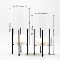 Flower Vase for Decor, Glass Table Vase Set for Flowers Plants, Clear Vase with Black Stand, Modern Decorative with Timer LED Lights Battery Operated Set of 2
