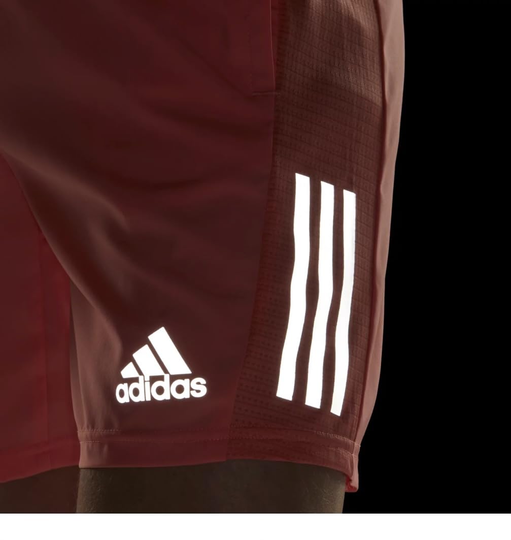 adidas Men's Own The Run Shorts, Coral Fusion/Reflective Silver, Large 5 inches