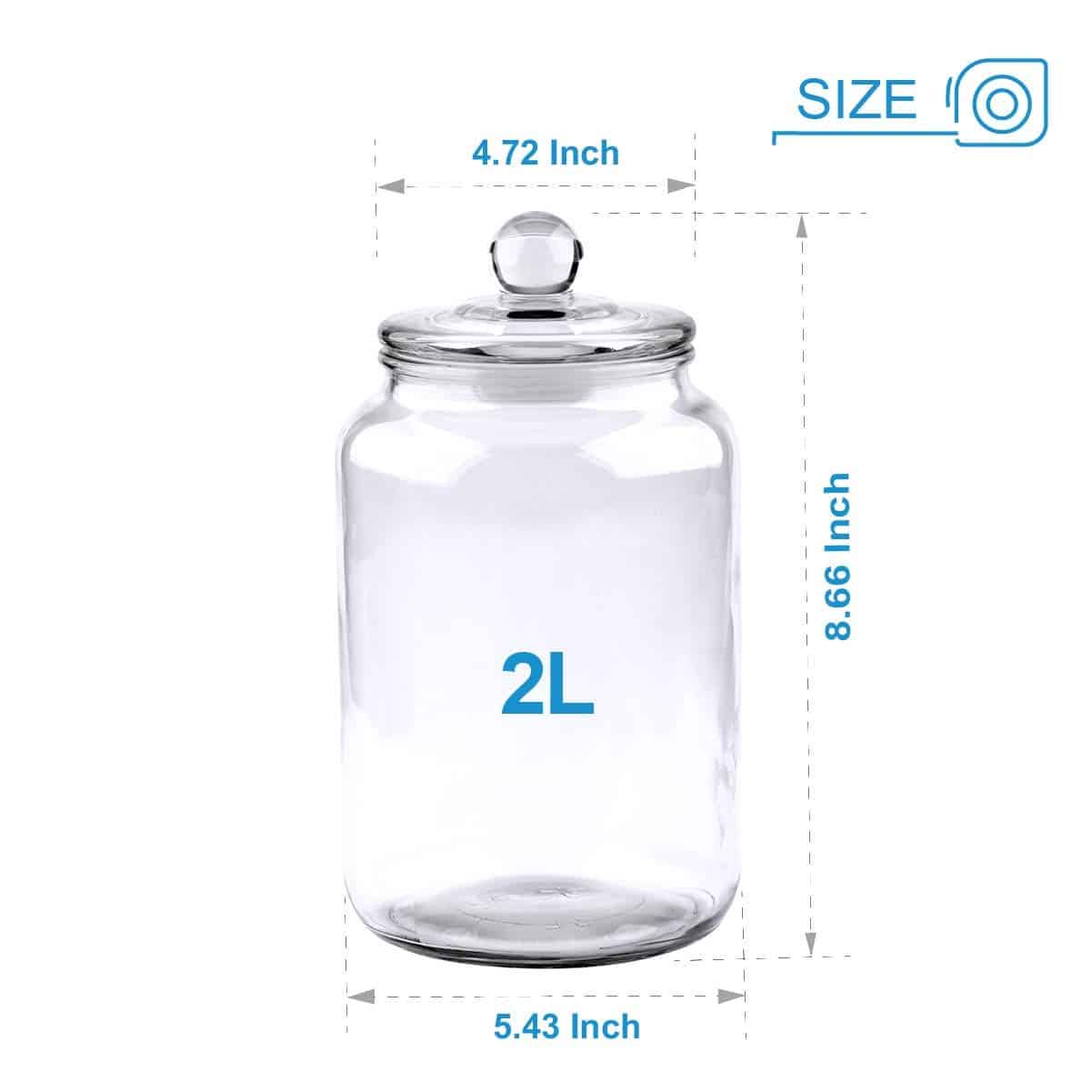 Glass Jars,Candy Jar with Lid For Household,Food Grade Clear Jars - 1/2 Gallon (3 Pack)