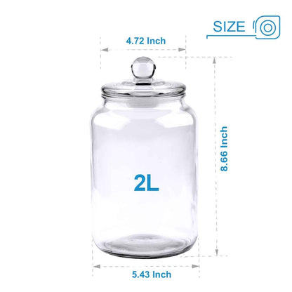 Glass Jars,Candy Jar with Lid For Household,Food Grade Clear Jars - 1/2 Gallon (3 Pack)