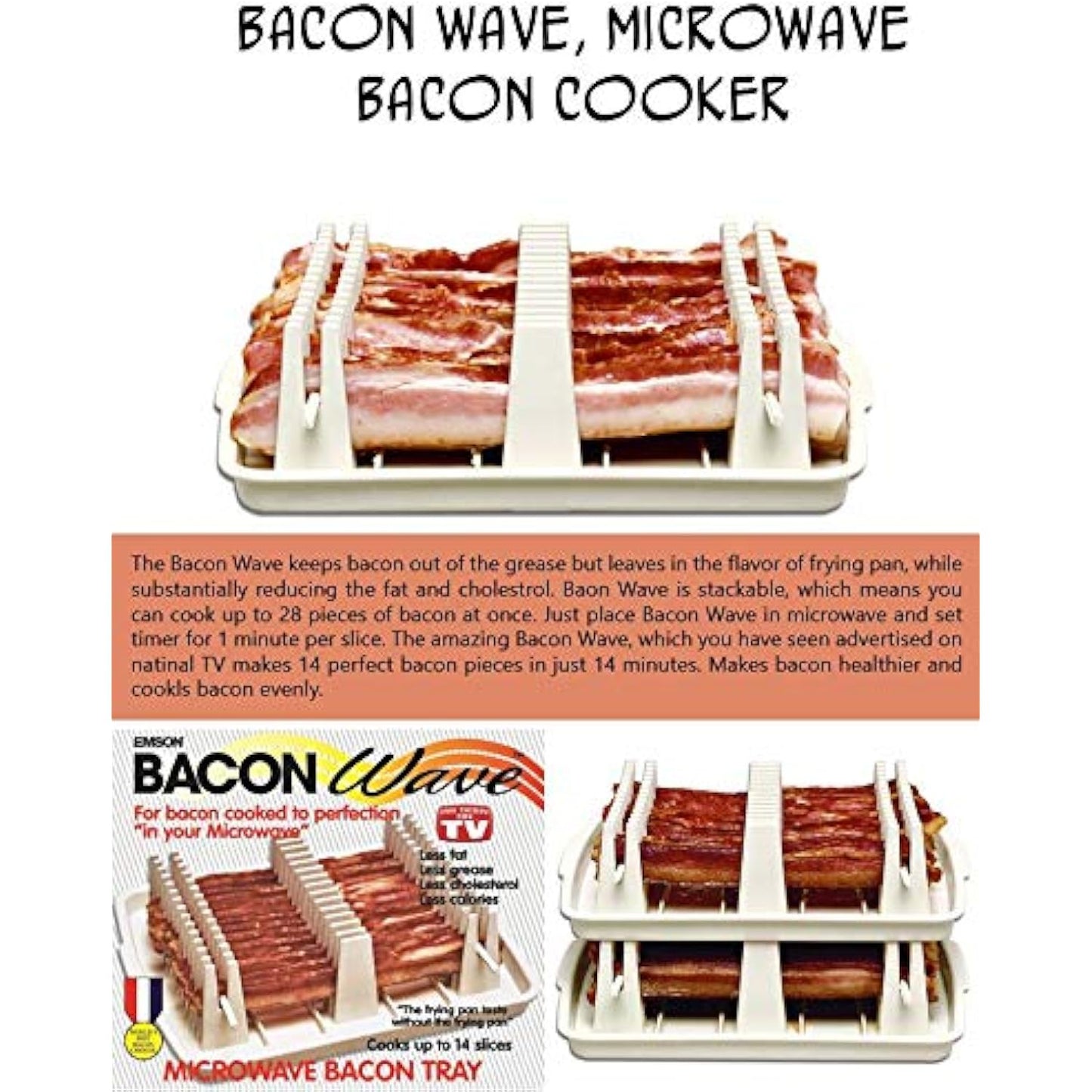 Emson Wave Microwave Cooker Tray Original As Seen On TV New Small White