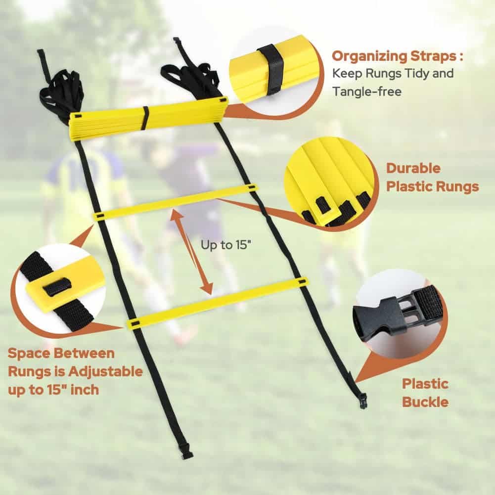 GHB Pro Agility Ladder 2 Pack Agility Training Ladder Speed 12 Rung 20ft with Carrying Bag