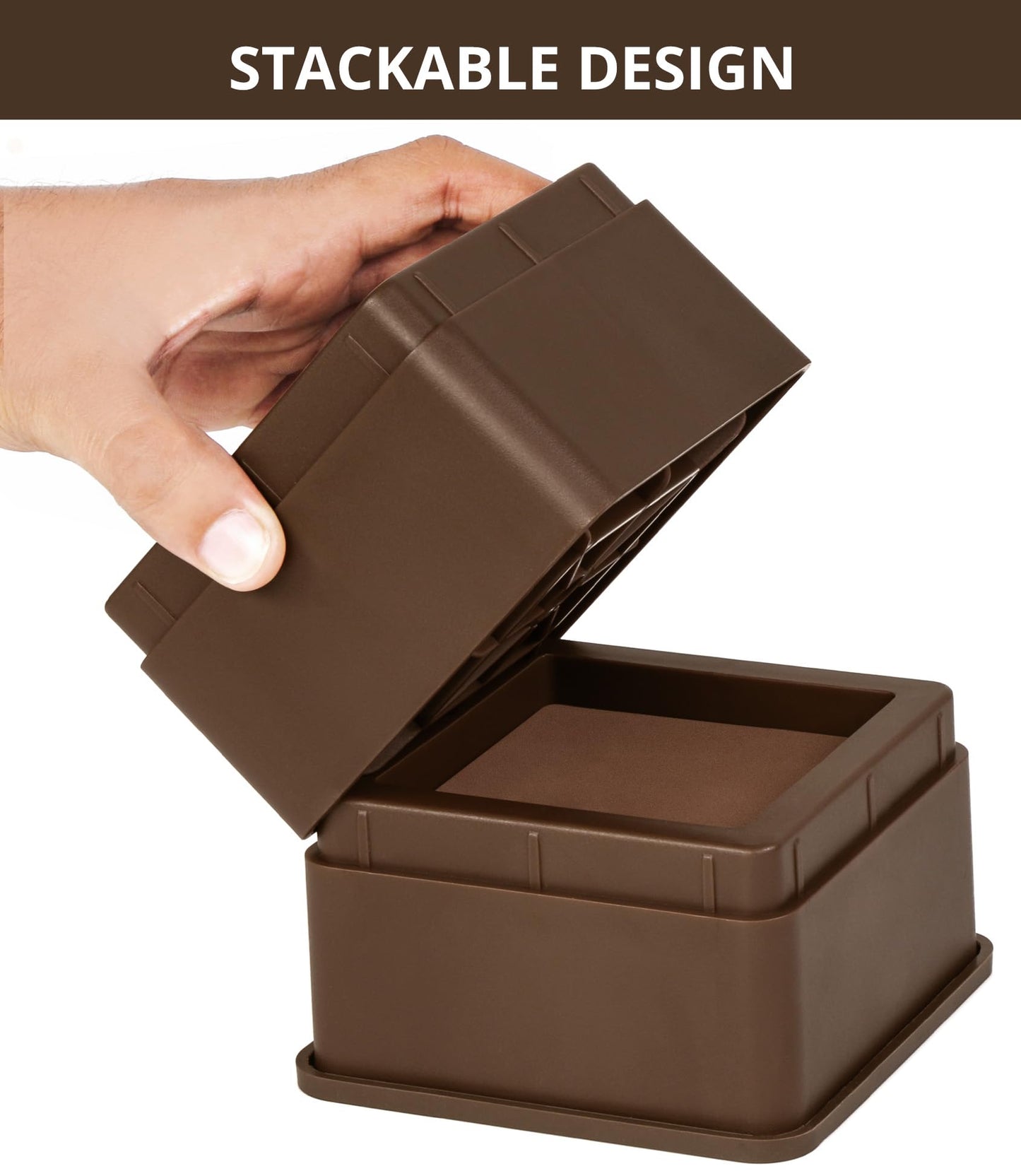 Utopia Bedding Bed Risers 2 Inch - Pack of 8 - Adjustable Furniture Risers 2 & 4 inch - Anti Slip Foam & Rubber Pad - Stackable Bed Lifts Risers Heavy Duty for Sofa, Bed, Table, Couch & Chair (Brown)