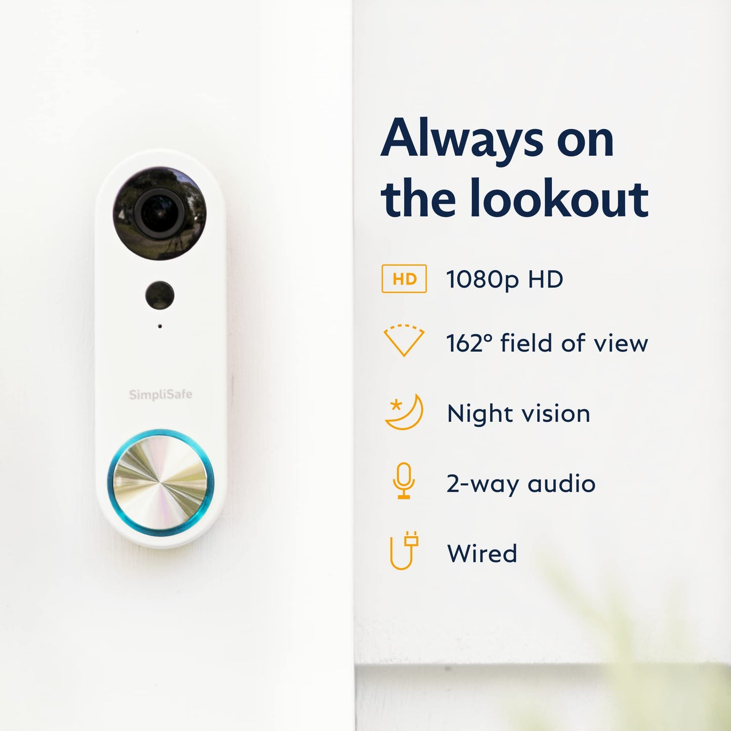 SimpliSafe Doorbell,1080p Compatible with SimpliSafe Home Security System - Latest Gen