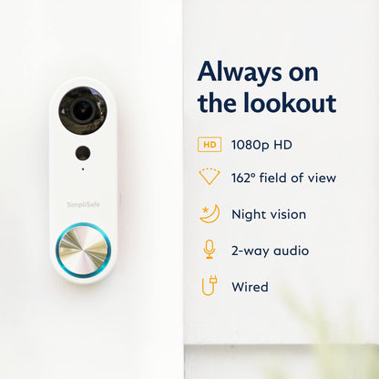 SimpliSafe Doorbell,1080p Compatible with SimpliSafe Home Security System - Latest Gen